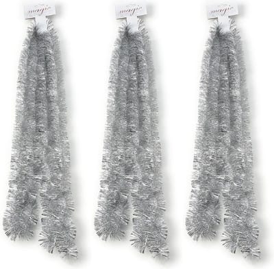 3x Kerstslingers zilver ca. 5 x 270cm - Guirlandes folie lametta - Zilveren kerstboom versieringen