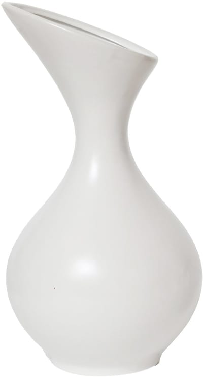 HOGEWONING BV - Witte keramische vaas 20 cm afgerond asymmetrisch voor feestdecoratie
