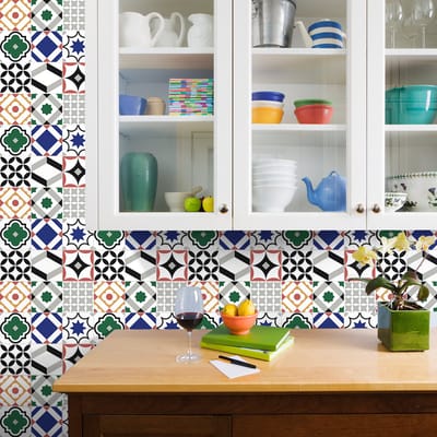Tegelstickers voor de keuken en badkamer - 9 Dalidah Azulejo tegelstickers - 9 stickers van 10x10 cm