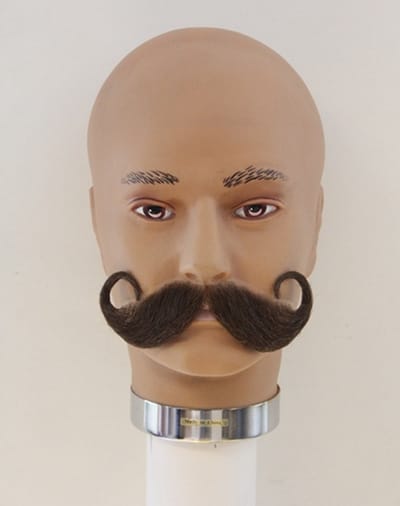 Plaksnor echt haar Wilhelm met grote krul bruin met 4ml huidlijm