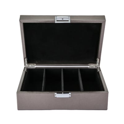 Emilie collection - brillendoos - metallic zilver - luxe opbergdoos brillen en zonnebrillen - maat medium
