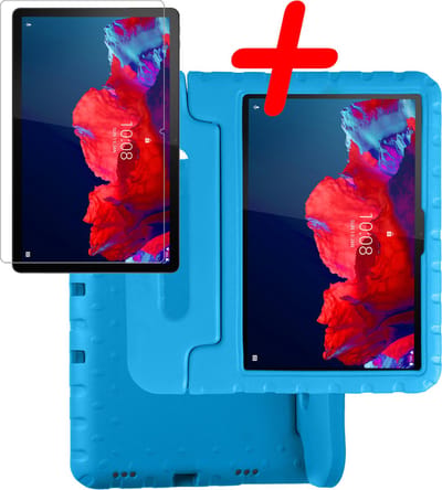 Hoesje Geschikt voor Lenovo Tab P11 Plus - Met Screenprotector - Kinderhoes Shockproof Bumper - Kidsproof Case - Tablet Hoes - Kinder Hoes Cover - Blauw