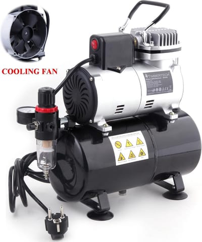 Timbertech Professionele piston-airbrush compressor met motor-afkoelende ventilator ABPST08
