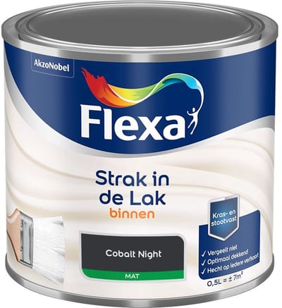 Flexa - Strak In De Lak Binnenlak Mat - Cobalt Night - Mengverf - 500 Ml