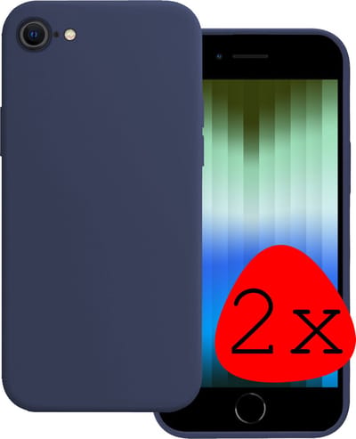 Hoesje 2 Stuks - Geschikt voor Apple iPhone SE (2022) - Sterk & Shockproof - Case Siliconen - Back Cover - Telefoon Hoes - Donkerblauw