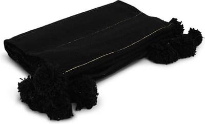 Safaary - Marokkaanse Bedsprei Zwart met Goud Pom-Poms Irna