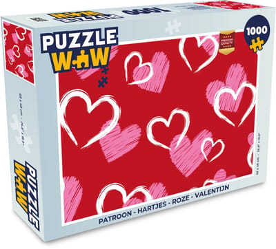 Puzzel Patroon - Hartjes - Roze - Valentijn - Legpuzzel - Puzzel 1000 stukjes volwassenen
