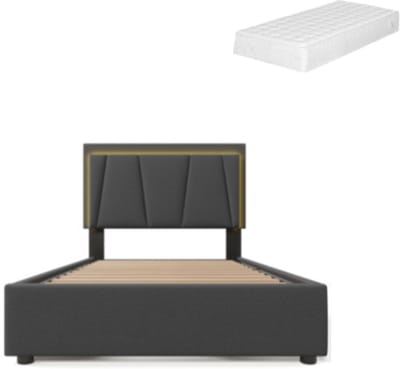 Gotagee Gestoffeerd bed opbergbed met 4 lades multifunctioneel bed geschikt voor de slaap- of logeerkamer platformbed 90x200cm Eenvoudig bed voor de slaapkamer Bed met opbergruimte Bed met matras