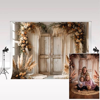 Store_8 - Fotografie Achtergrond - Boheemse Stijl - Microvezel - Bruin Vintage Houten Deur - Bruiloft Decoratie - Kinderen Verjaardag - 2x2m