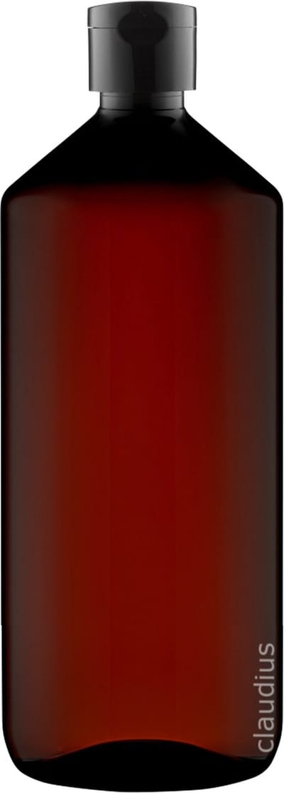 Lege Plastic Fles Apothekersfles 1 Liter PET Amber bruin - met zwarte klepdop - set van 10 Stuks - Navulbaar - Leeg
