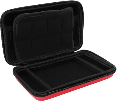 Dailygoody - Draagtas voor Gameconsole - Reisbeschermhoes - Harde Schaal - Rood - 8 Gameslots - Geschikt voor Nieuwe 3DS XL en meer