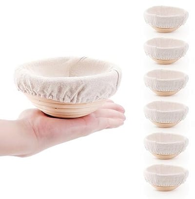 Mini Brooddeeg Proofing Mand en Liner Set van 6 - Ideaal voor Zuurdesem Bakken