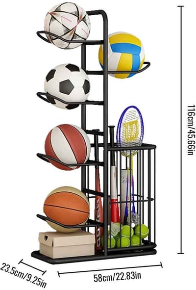 Casa Living Sportuitrusting Rek - Opbergrek - Verstelbare Planken - Koolstofstaal - Ruimtebesparend Ontwerp - Voor Garage en Thuisgym