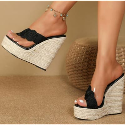 Peep-toe Platform Sleehakken Hoge Hakken Slippers Design Schoenen Dames Straatstijl Hennep Slide Zomer De 36 brown