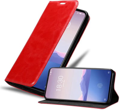 Cadorabo Hoesje geschikt voor MEIZU 16S in APPEL ROOD - Beschermhoes met magnetische sluiting, standfunctie en kaartvakje Book Case Cover Etui