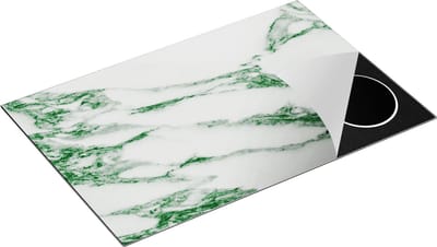 Chefcare Inductie Beschermer Groene Marmer met Wit - 80x50 cm - Afdekplaat Inductie - Kookplaat Beschermer - Inductie Mat