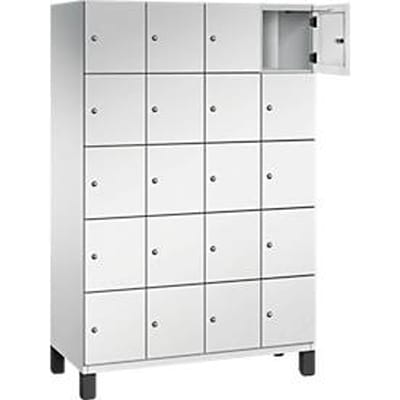 C+P Cambio lockerkast, 4 vakken, 20 vakken, op poten, B 1200 x D 525 x H 1980 mm, lichtgrijs
