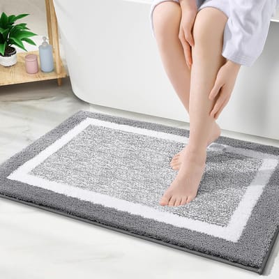 Badmat - Badmatten - 40x60cm Badmatten - Antislip badmatten van microvezel voor de badkamer, extra zachte absorberende badmatten, tapijten, machinewasbare, snel drogende vloermatten（Grijs）