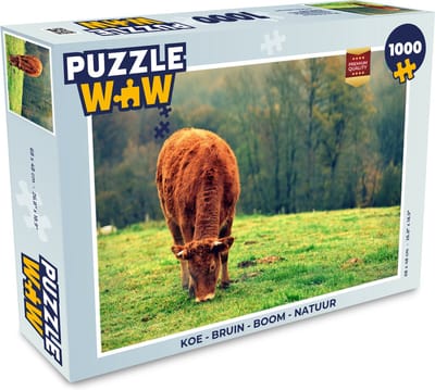 Puzzel Koe - Bruin - Boom - Natuur - Legpuzzel - Puzzel 1000 stukjes volwassenen
