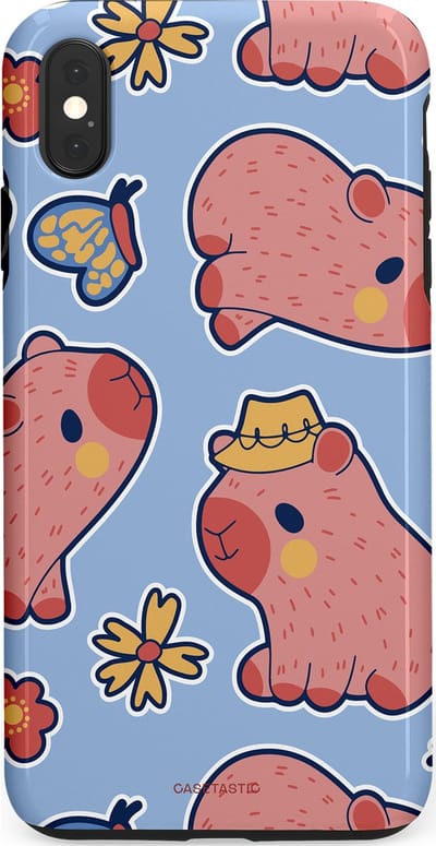 Casetastic Hoesje Geschikt voor Apple iPhone Xs Max - Stijlvolle Beschermende Duo-layer Case - Capibara geluk