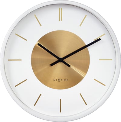 NeXtime Retro II – Wandklok – 25 cm – Metaal – Wit/Goud – Stil