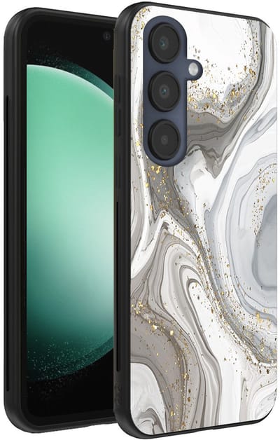 Smartphonica Telefoonhoesje Geschikt voor Samsung Galaxy S23 FE met marmer opdruk - TPU backcover case marble design - Zilver geschikt voor Samsung Galaxy S23 FE