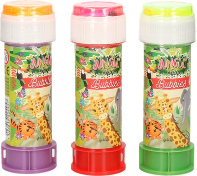 3x Jungle/safari dieren bellenblaas flesjes met spelletje 50 ml voor kinderen - Uitdeelspeelgoed - Grabbelton speelgoed