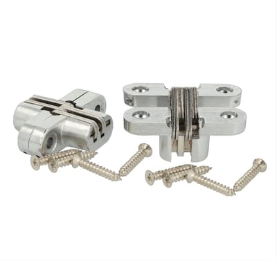 SOTECH 1 paar ingefreesde scharnier VICI 45 x 13 mm openingshoek 180° deurscharnier met inox scharnierarm, inschroefscharnier voor meubeldeuren, -kisten, -vouwtafels