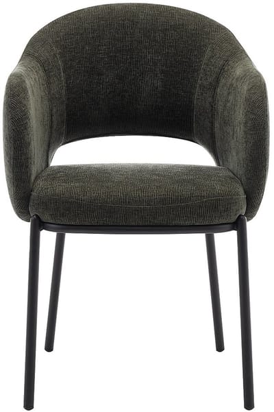 Vente-unique Set van 2 stoelen met armleuningen van stof met textuur en zwart metaal - Groen - ACACILIO