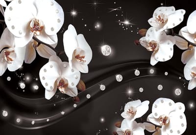 Fotobehang Flowers Orchids Pattern | XL - 208cm x 146cm | 130g/m2 Vlies