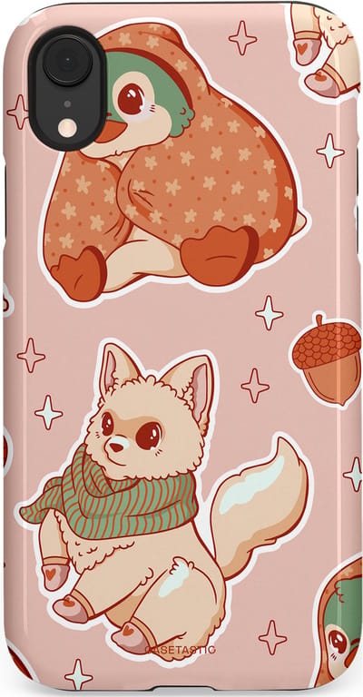 Casetastic hoesje geschikt voor Apple iPhone XR - Dubbellaagse bescherming - Winter avontuur - Fashion Case - Perzik Zand Lichtgrijs