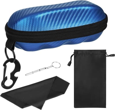 Semi Hard Shell Zonnebril Etui voor Unisex, Beschermende Brilhouder met Metalen Hanghaak en Ruimte voor Extra Accessoires