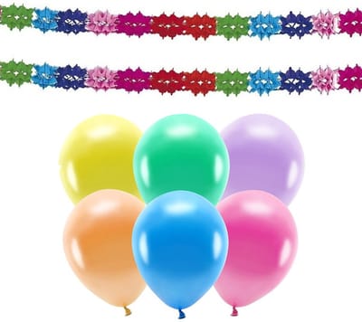 Haza - Verjaardag woonkamer versiering set - 2x slingers - en 100x party ballonnen - in mix kleuren