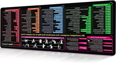 Grote Gaming Muismat met Excel Sneltoetsen, 80 x 30 cm, Waterdichte Bureau Mat, Antislip Ondergrond voor Kantoor en Thuisgebruik