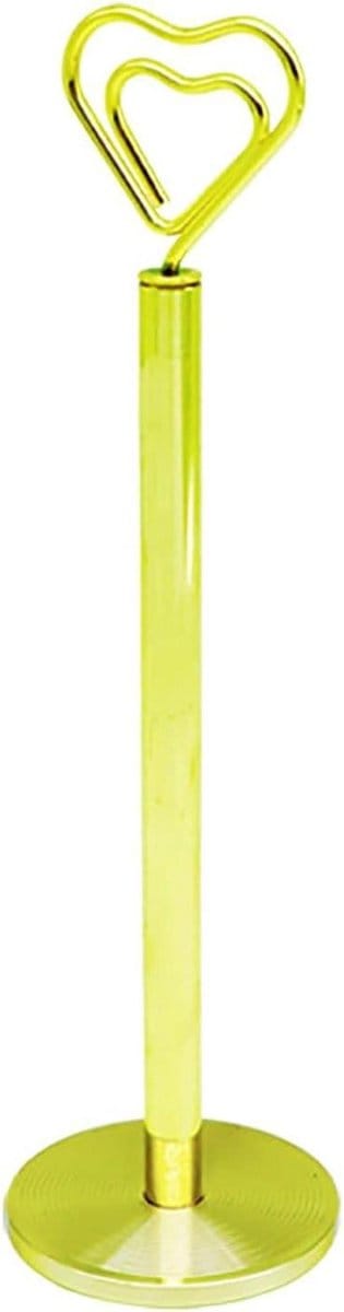 Metalen Kaarthouders - Notitieclips Fotohouders - Feestdecoratie Tafelnummers - Verticale Hartvorm - 25 cm - Goud