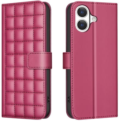BINFEN Hoesje - Geschikt voor iPhone 17 Hoesje - BINFEN Square Color Book Case - Roze