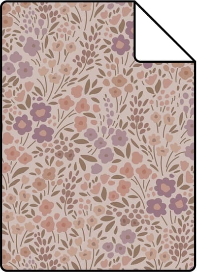 Proefstaal ESTAhome behang bloemetjes mauve paars - 26.5 x 21 cm - 131458-S