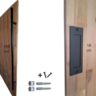 Hoexs – Schuifdeurgreep zwart 140 cm - Extra lang – Met komgreep 18 cm – Mat zwart – Schuifdeuren - Kast