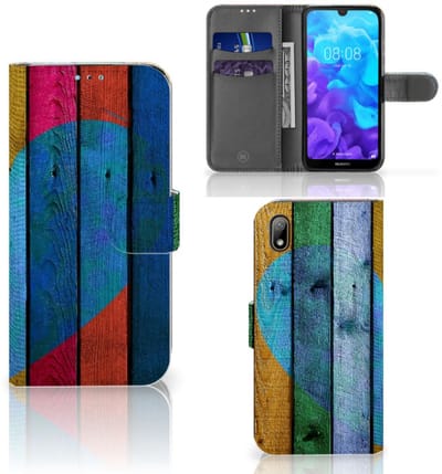 Huawei Y5 (2019) Book Style Case Wood Heart - Cadeau voor je Vriend