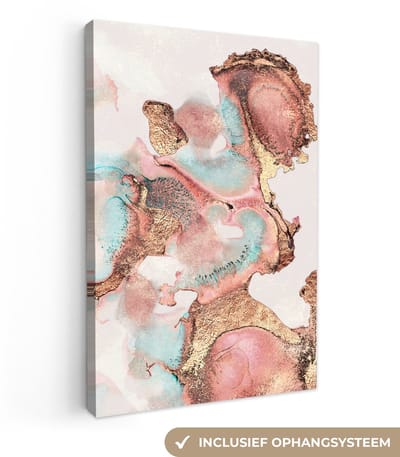Canvas schilderij 20x30 cm - Wanddecoratie Inkt - Pastel - Abstract - Muurdecoratie woonkamer - Slaapkamer decoratie - Kamer accessoires - Schilderijen op canvas