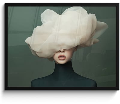 Poster in lijst - Fotolijst 70x50 cm - Posters - Hoed - Vrouw - Beige - Posterlijst zwart - Decoratie - Wanddecoratie woonkamer - Muurdecoratie slaapkamer