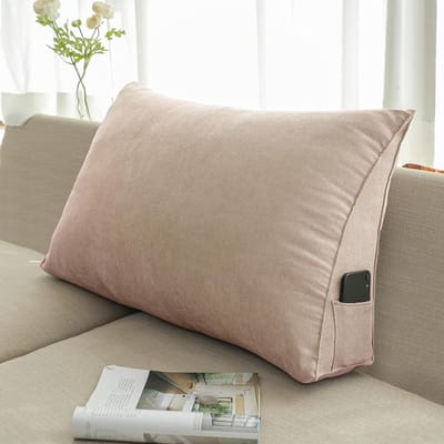 Wigkussen - Rugsteun - Lezen en tv kijken - Met opbergvak - 90 x 20 x 50 cm - Beige