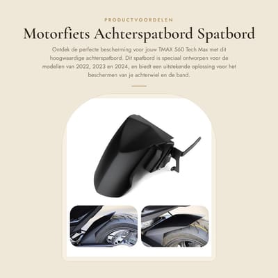 Dailygoods- Achterspatbord 100% nieuw - Spatbord voor TMAX 560 Tech Max 2022/2023/2024 - Spatlap - Spatspatbescherming - ABS kunststof - Mat zwart