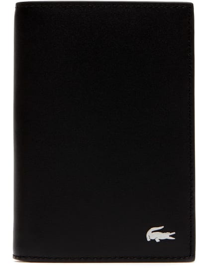 LACOSTE Leren Portemonnee FG Vertical Wallet Black Zwart