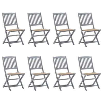 vidaXL - Inklapbare - stoelen - 8 - st - met - kussens - massief - acaciahout