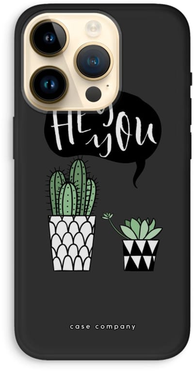 Case Company® - Hoesje geschikt voor iPhone 14 Pro hoesje - Hey you cactus - Biologisch Afbreekbaar Telefoonhoesje - Bescherming alle Kanten en Schermrand