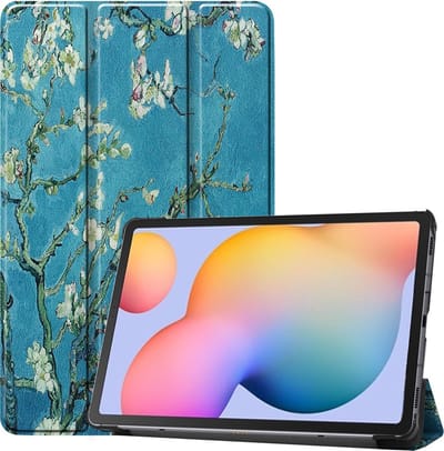 Hoesje - Geschikt voor Samsung Galaxy Tab S6 Lite - Dun & Stevig - Hardcover Book Case - Trifold Bookcase Hoes - Hard Cover - Tablethoes - Bloesem