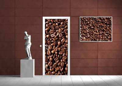 Deursticker Muursticker Koffiebonen | Bruin | 91x211cm