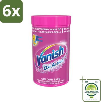 Vanish Oxi Action - Veilige Kleur - Vlekkenverwijderaar Poeder - Zonder Bleek - Gekleurde Was - 1.5 Kg - Voordeelverpakking - 6 stuks - Vlekkenverwijderaar - Waspoeder