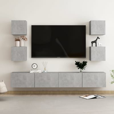 vidaXL - 6-delige - Tv-meubelset - bewerkt - hout - betongrijs